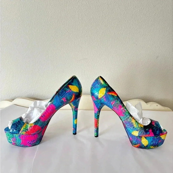 Brian Atwood Multicolor Peep Toe Heels - Picture 2 of 8